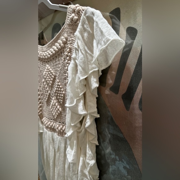 Y2K Malene Birger Silk Blend Crocheted Flutter Sleeve Boho Top - Picture 5 of 8